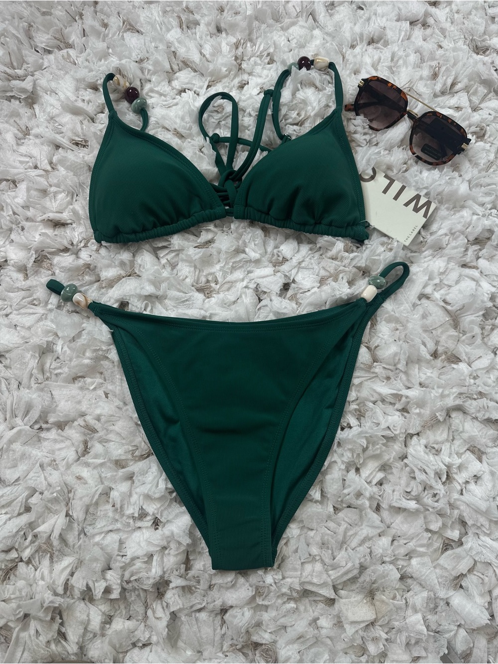 Green Beaded Bikini Set Size M New With Tags Wilo The Label Retail $98